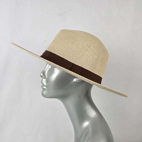 Guess Cream Woven Wide Brim Straw Hat