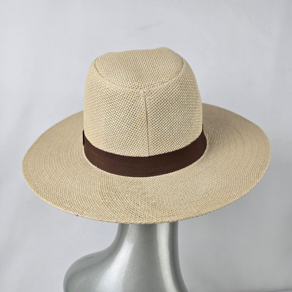 Guess Cream Woven Wide Brim Straw Hat