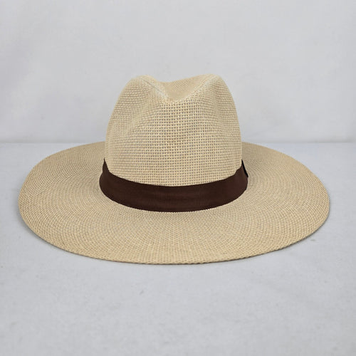 Guess Cream Woven Wide Brim Straw Hat