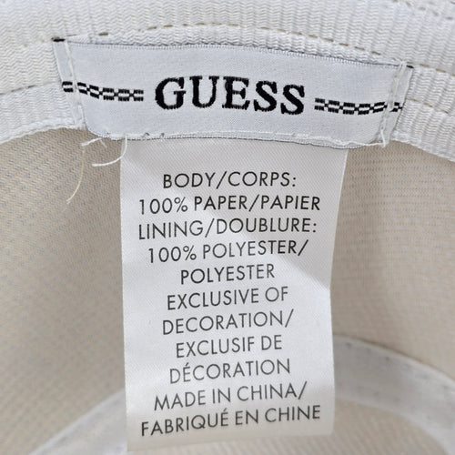 Guess Cream Woven Wide Brim Straw Hat