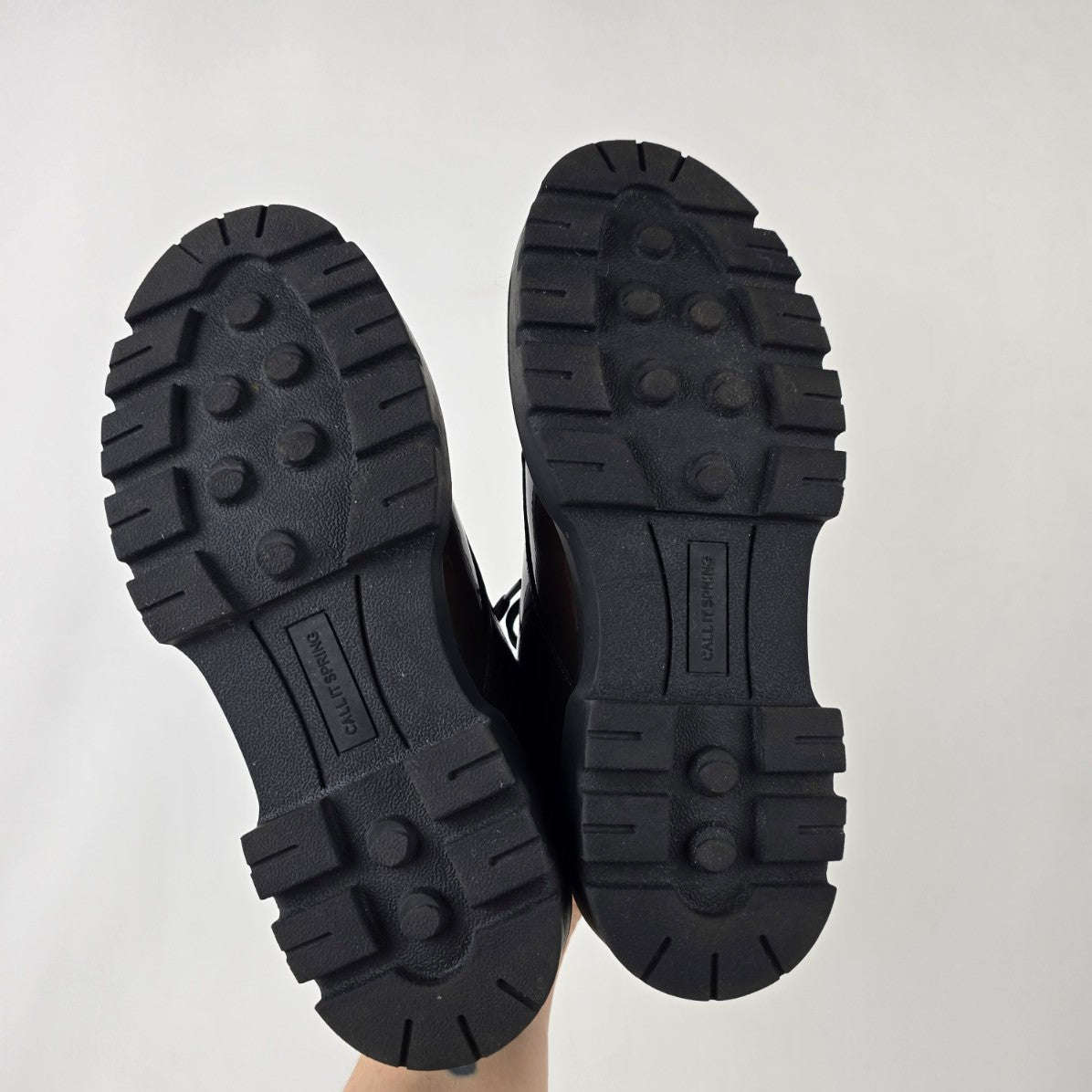 Call it Spring Brown Patent Lace Up Lug Heel Shoes Size 6.5