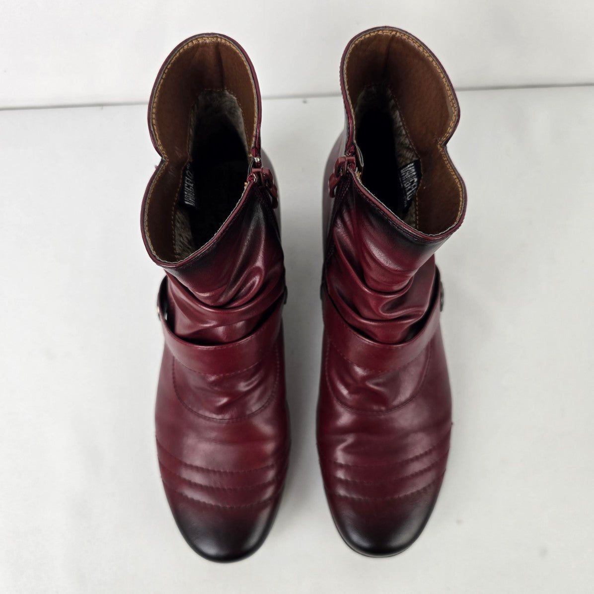 Red Button Detail Low Heel Ankle Boots Size 10
