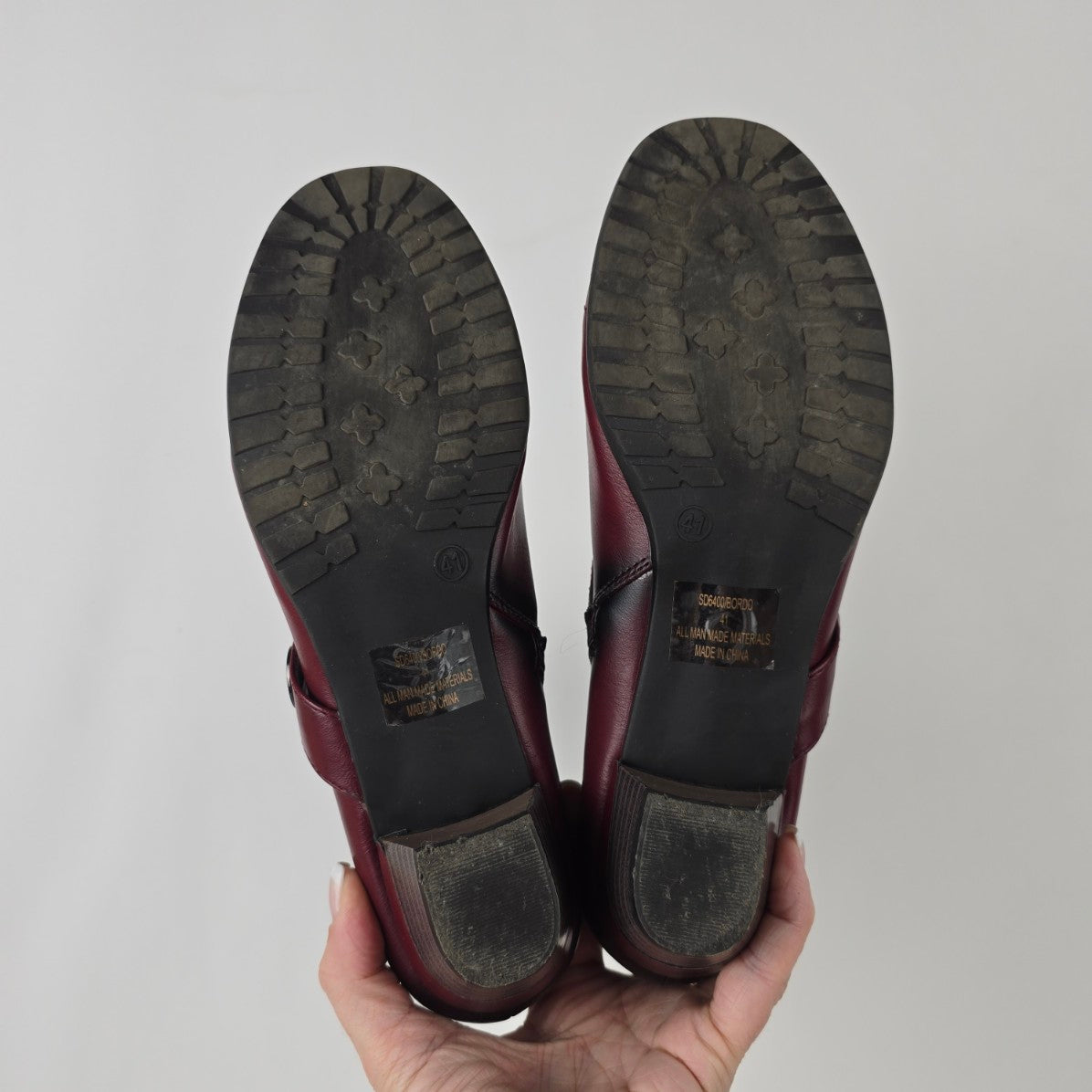 Red Button Detail Low Heel Ankle Boots Size 10