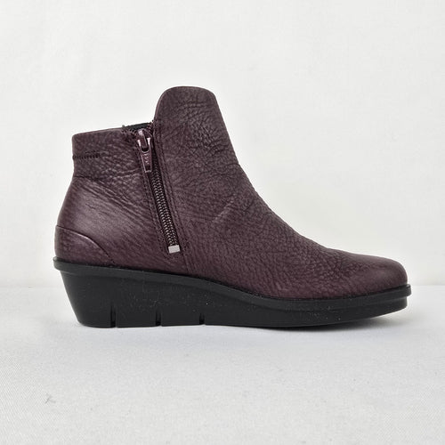 Ecco Purple Leather Wedge Heel Ankle Boots Size 5