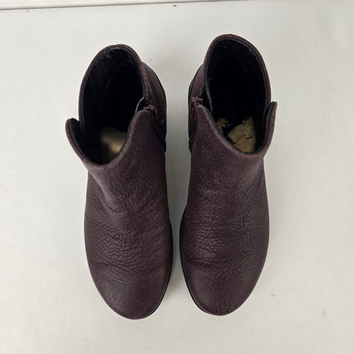 Ecco Purple Leather Wedge Heel Ankle Boots Size 5