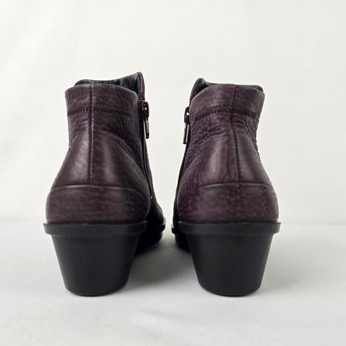 Ecco Purple Leather Wedge Heel Ankle Boots Size 5