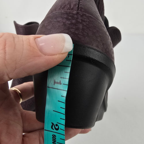 Ecco Purple Leather Wedge Heel Ankle Boots Size 5