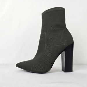 Call it Spring Grey Knit Block Heel Ankle Boots Size 7