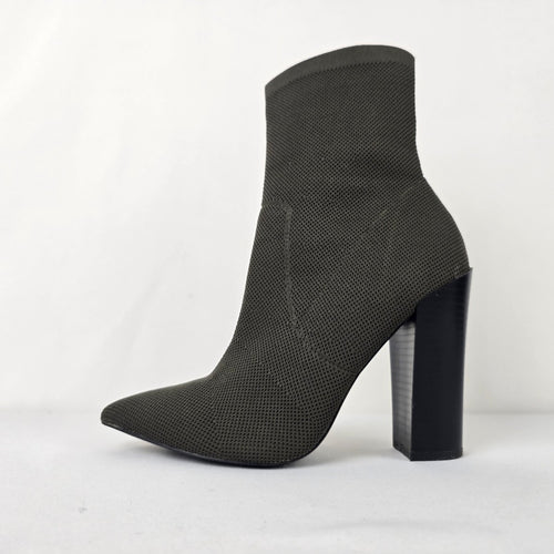 Call it Spring Grey Knit Block Heel Ankle Boots Size 7