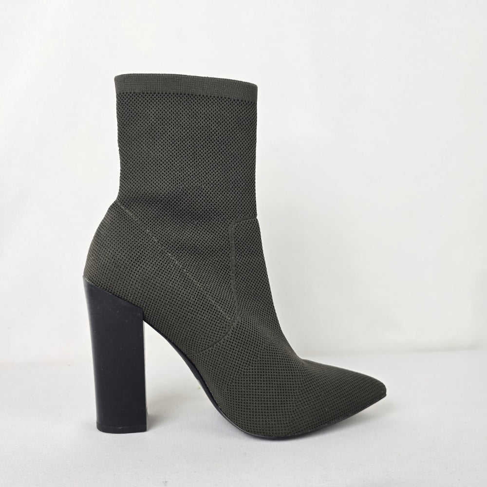 Call it Spring Grey Knit Block Heel Ankle Boots Size 7
