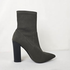 Call it Spring Grey Knit Block Heel Ankle Boots Size 7