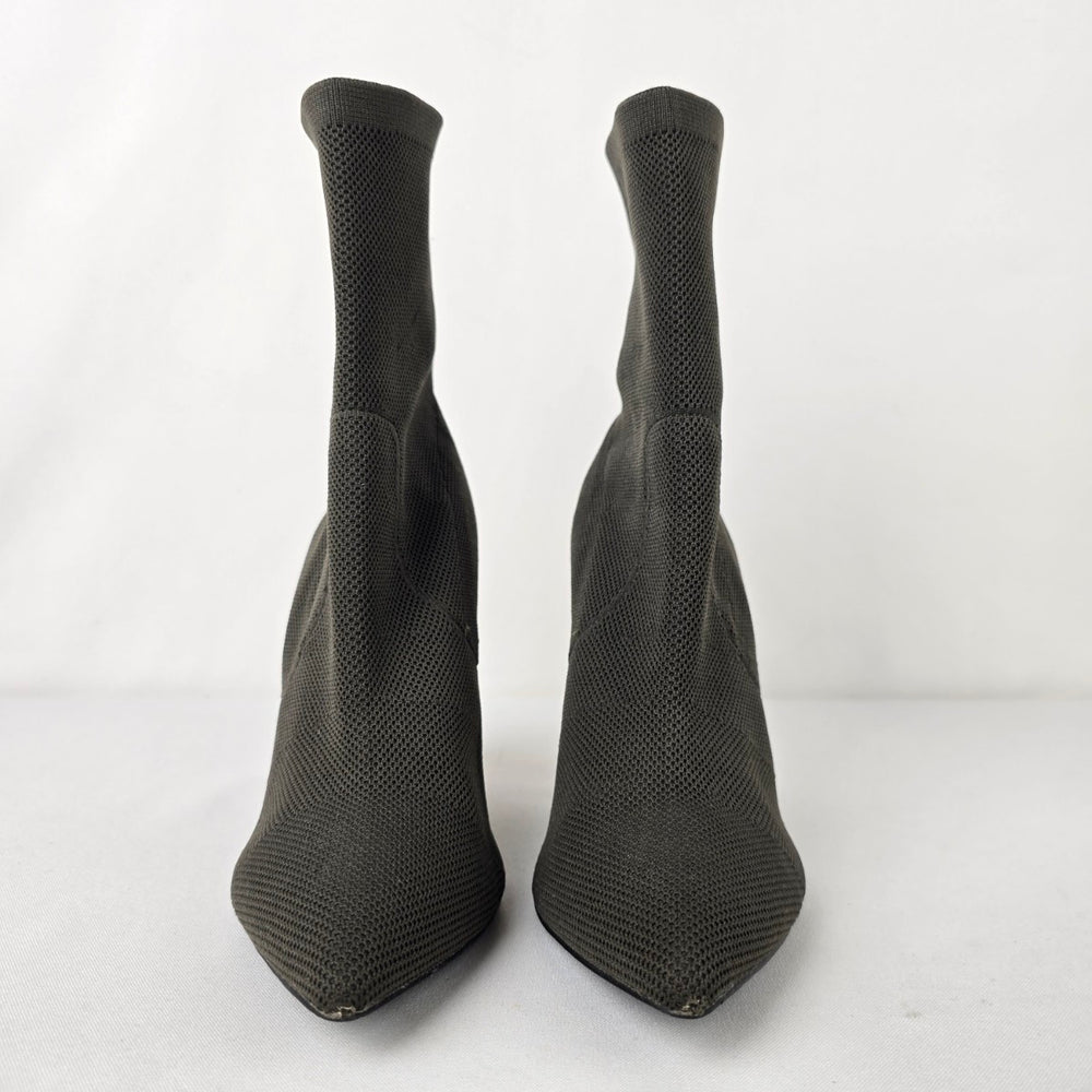 Call it Spring Grey Knit Block Heel Ankle Boots Size 7