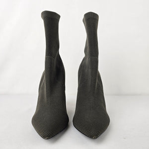 Call it Spring Grey Knit Block Heel Ankle Boots Size 7