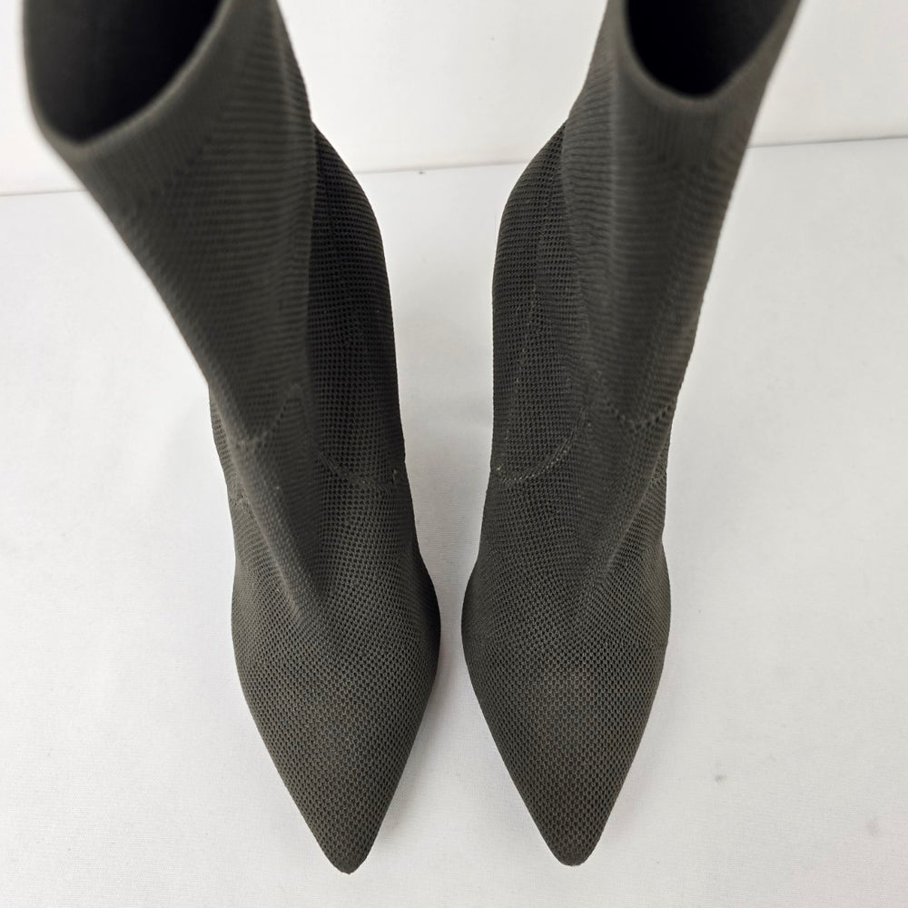 Call it Spring Grey Knit Block Heel Ankle Boots Size 7