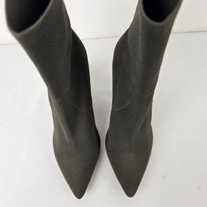 Call it Spring Grey Knit Block Heel Ankle Boots Size 7