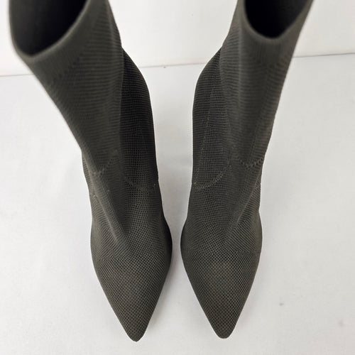 Call it Spring Grey Knit Block Heel Ankle Boots Size 7