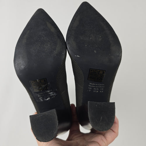 Call it Spring Grey Knit Block Heel Ankle Boots Size 7