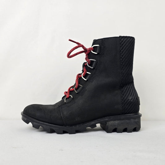 SOREL Phoenix Black Leather Waterproof Lace Up Boots Size 6.5