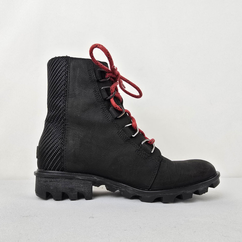 SOREL Phoenix Black Leather Waterproof Lace Up Boots Size 6.5