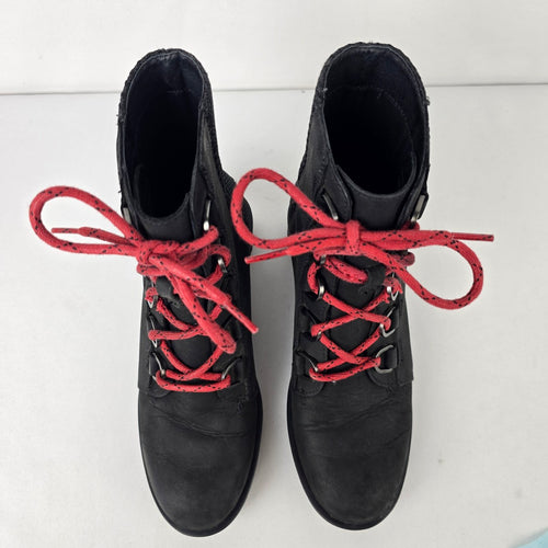 SOREL Phoenix Black Leather Waterproof Lace Up Boots Size 6.5