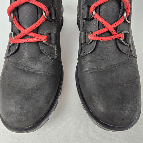 SOREL Phoenix Black Leather Waterproof Lace Up Boots Size 6.5