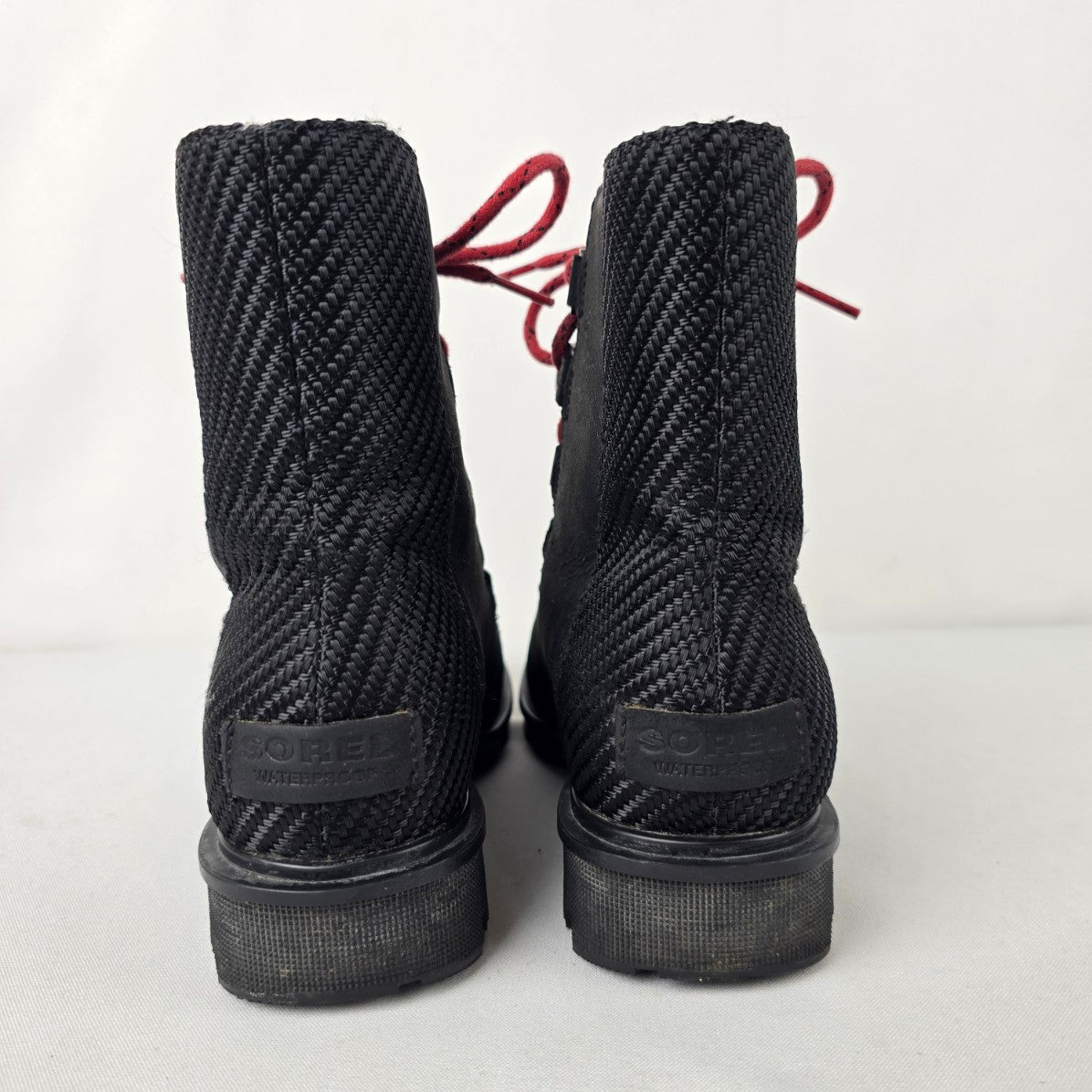 SOREL Phoenix Black Leather Waterproof Lace Up Boots Size 6.5