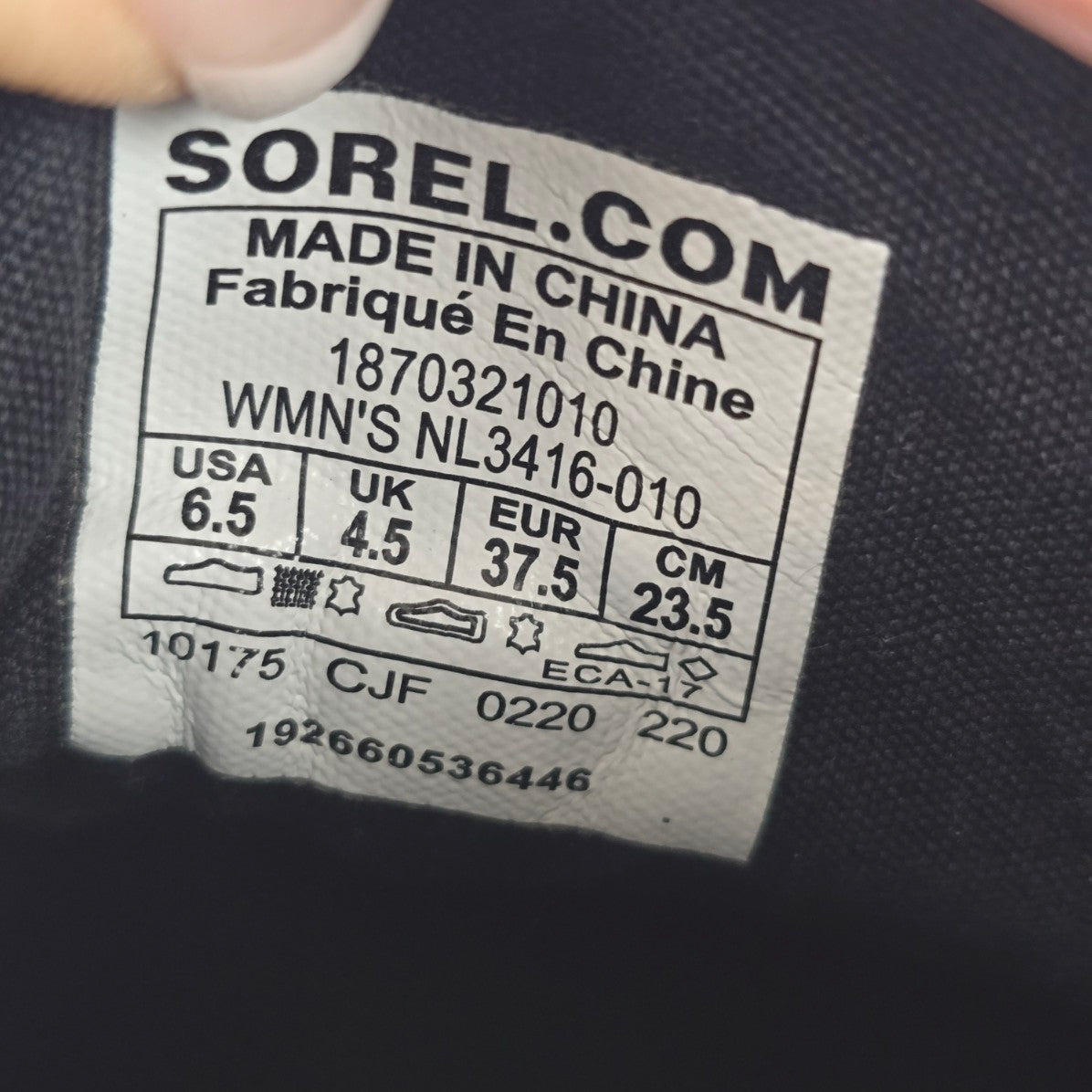 SOREL Phoenix Black Leather Waterproof Lace Up Boots Size 6.5