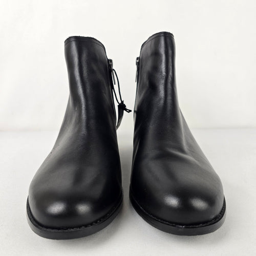 Vionic Bethany Black Leather Waterproof Ankle Booties Boots Size 12