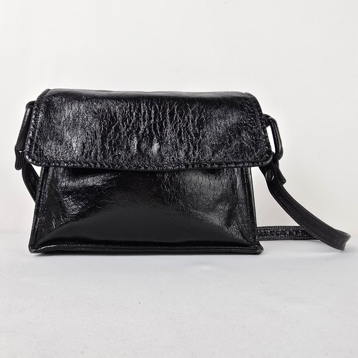 Vintage Calrelli Black Leather Shoulder Purse