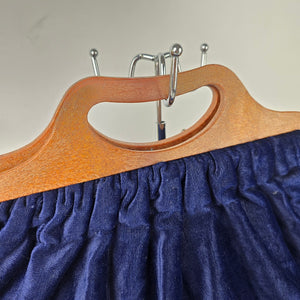 Vintage Navy Blue Velvet Wood Handle Purse Bag