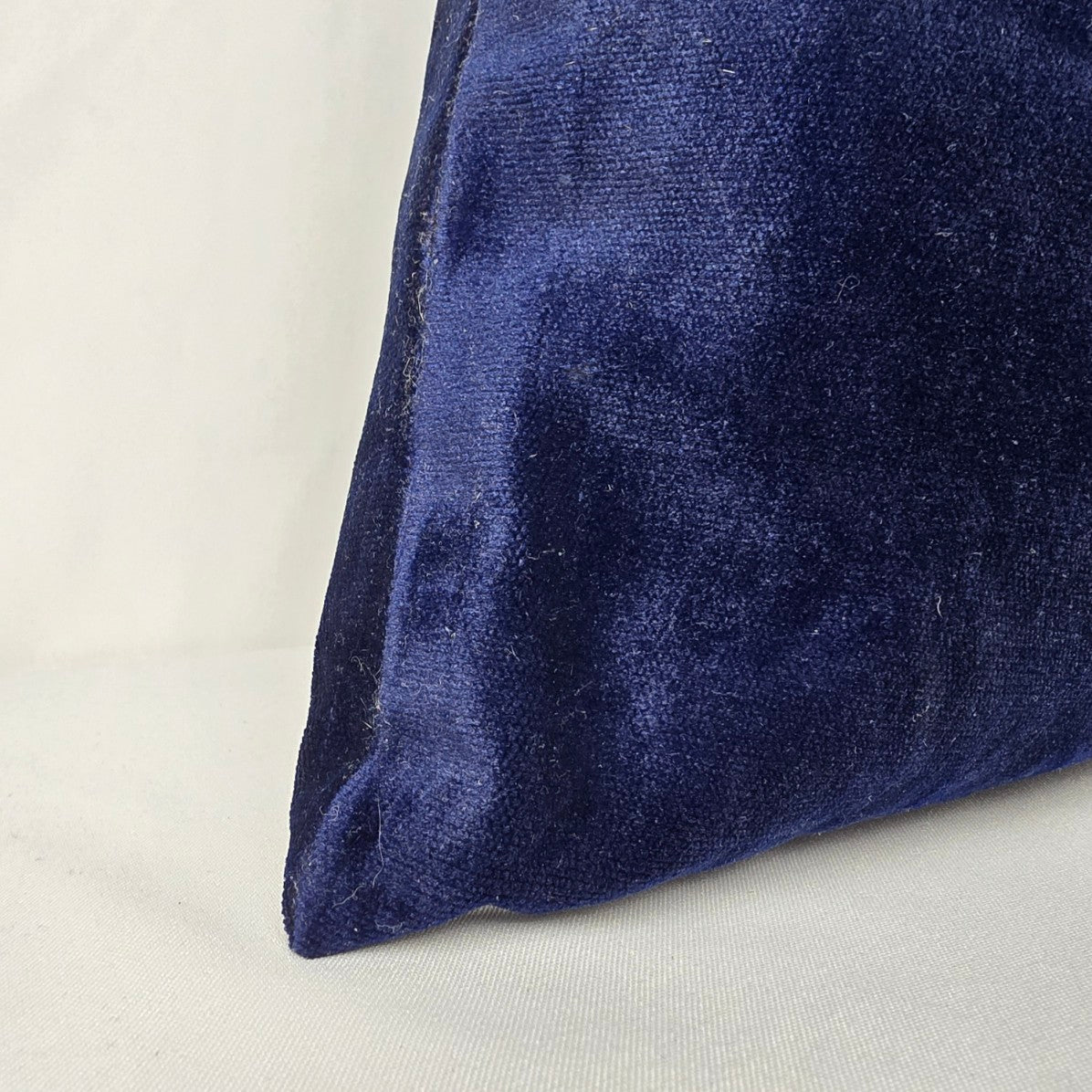 Vintage Navy Blue Velvet Wood Handle Purse Bag