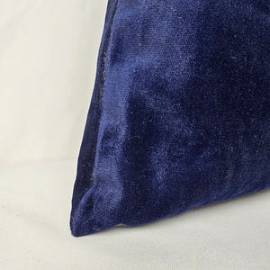 Vintage Navy Blue Velvet Wood Handle Purse Bag