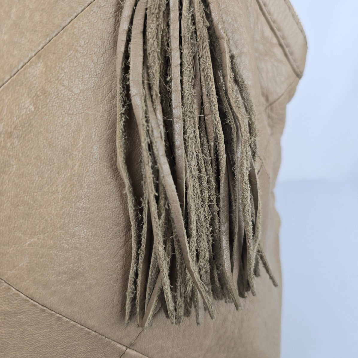 Hobo Beige Leather Satchel Purse