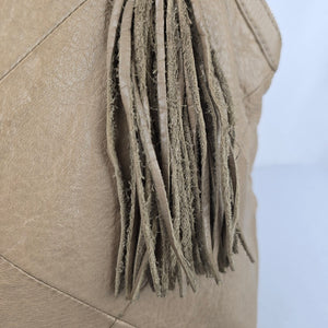 Hobo Beige Leather Satchel Purse