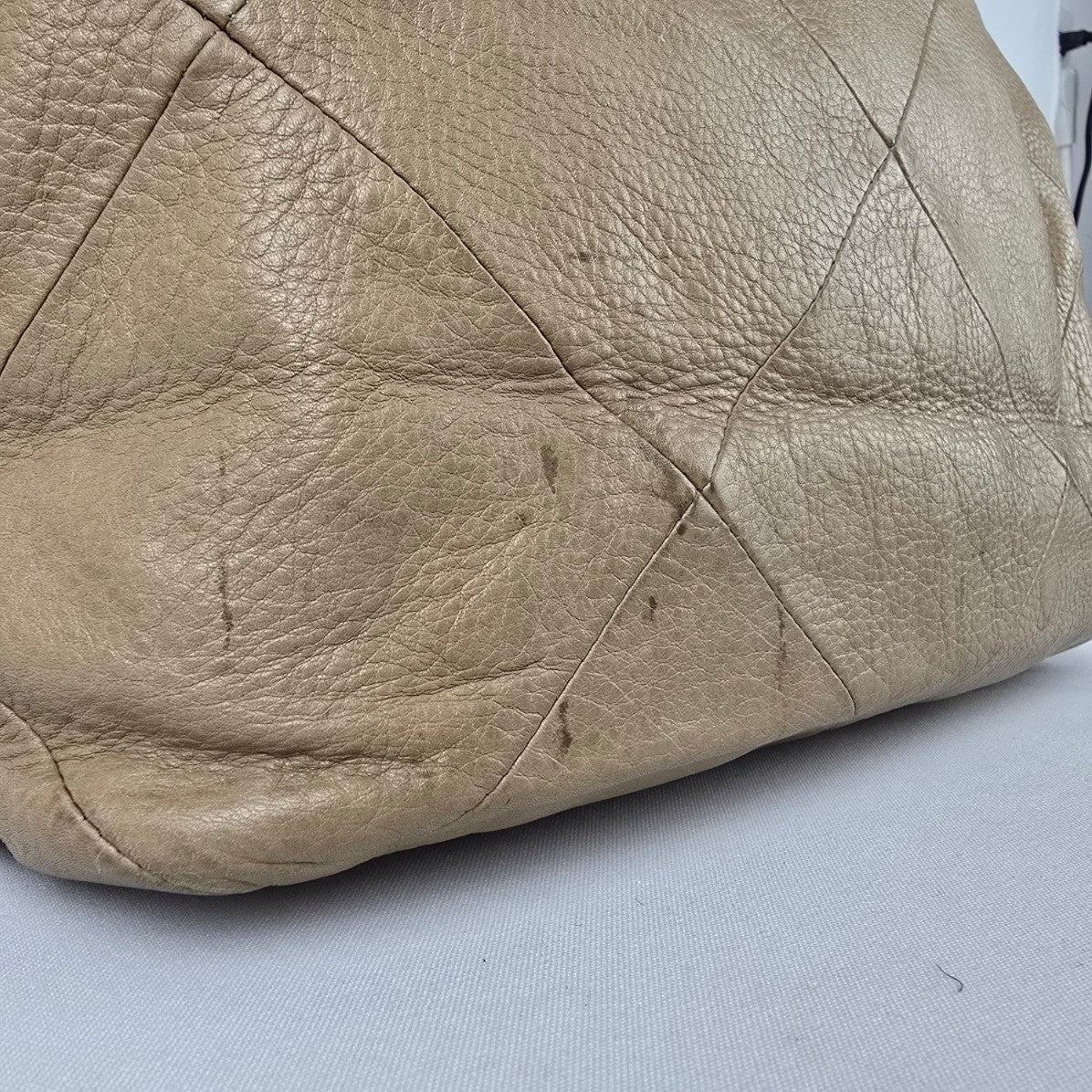 Hobo Beige Leather Satchel Purse