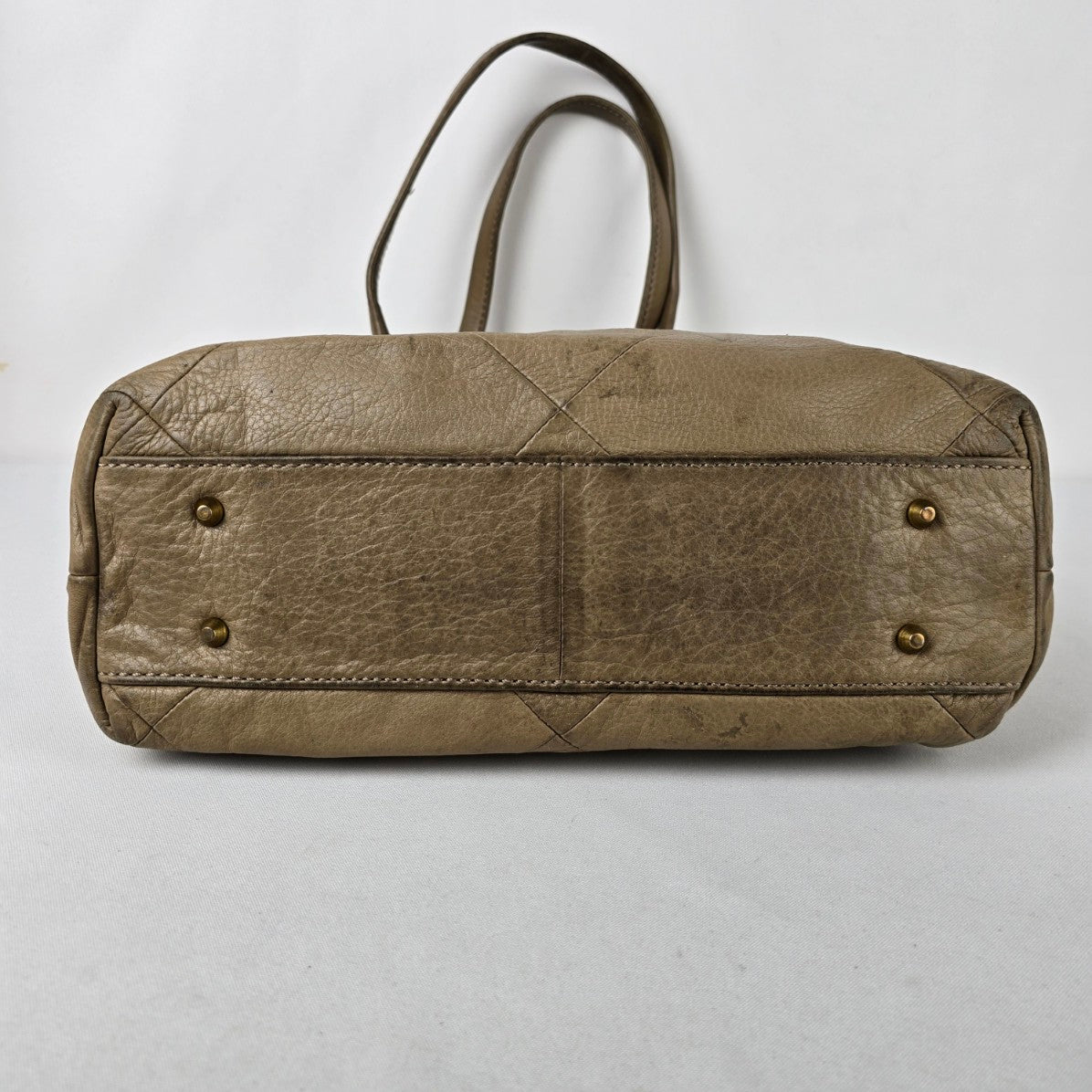 Hobo Beige Leather Satchel Purse