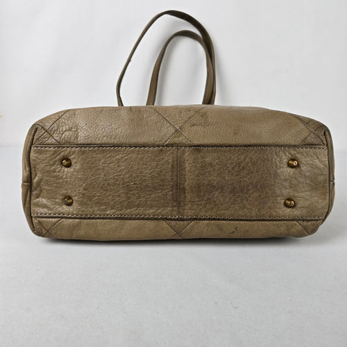 Hobo Beige Leather Satchel Purse