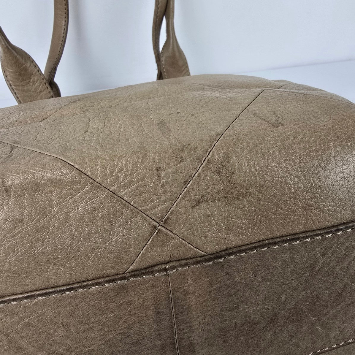 Hobo Beige Leather Satchel Purse