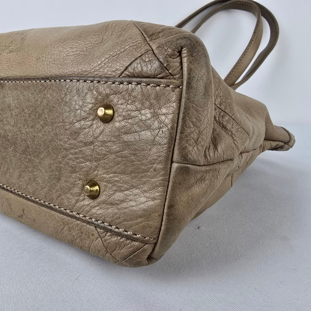 Hobo Beige Leather Satchel Purse