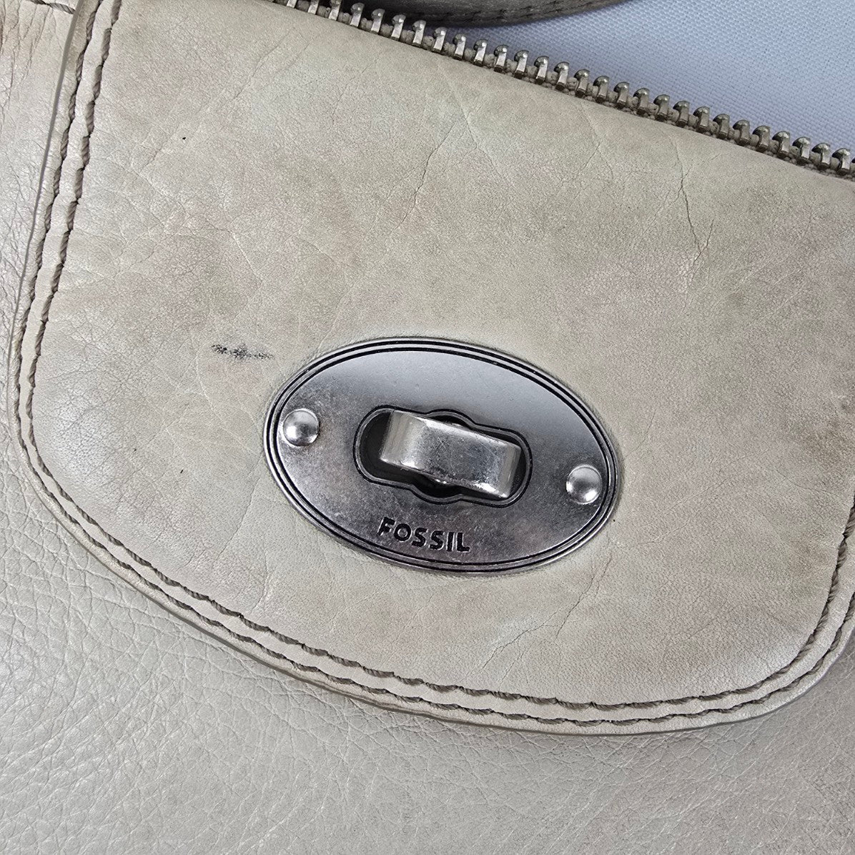 Fossil Cream Leather Crossbody Purse