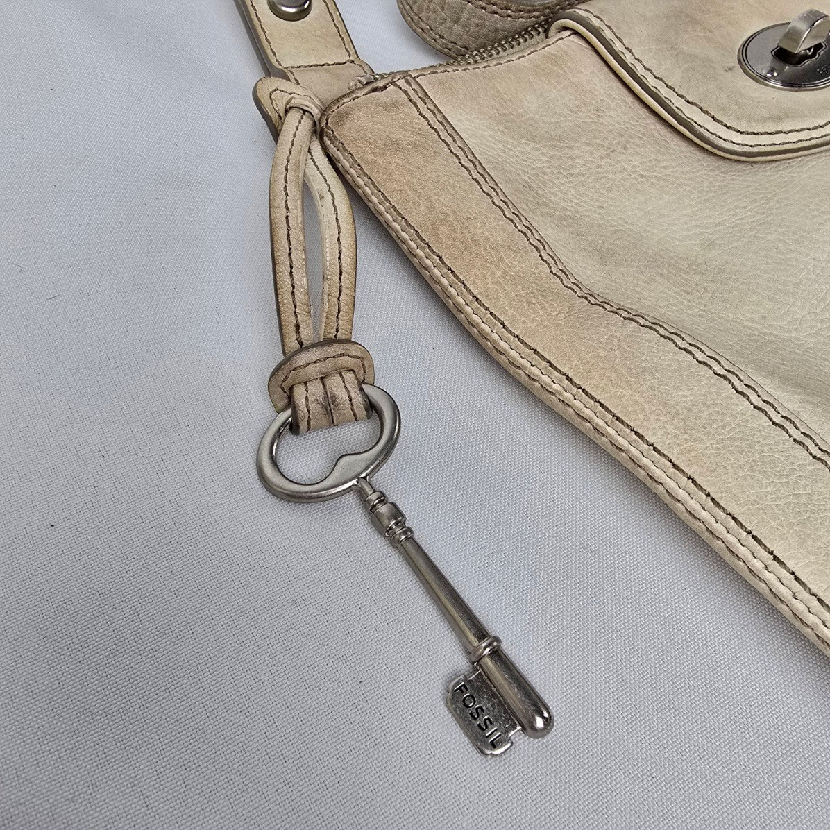 Fossil Cream Leather Crossbody Purse