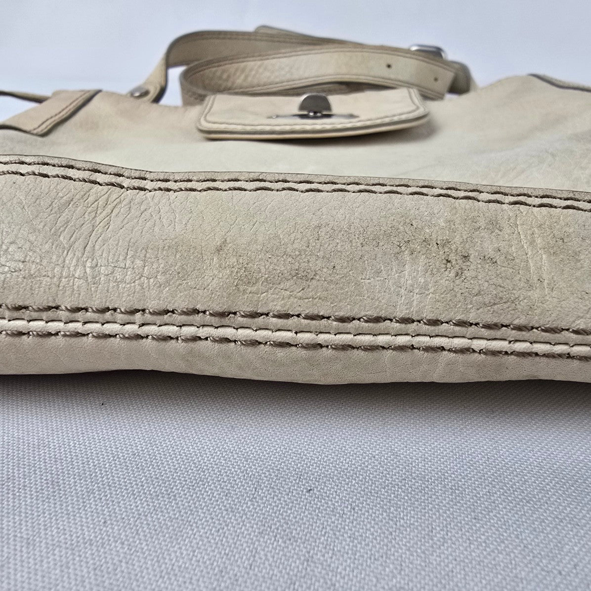 Fossil Cream Leather Crossbody Purse
