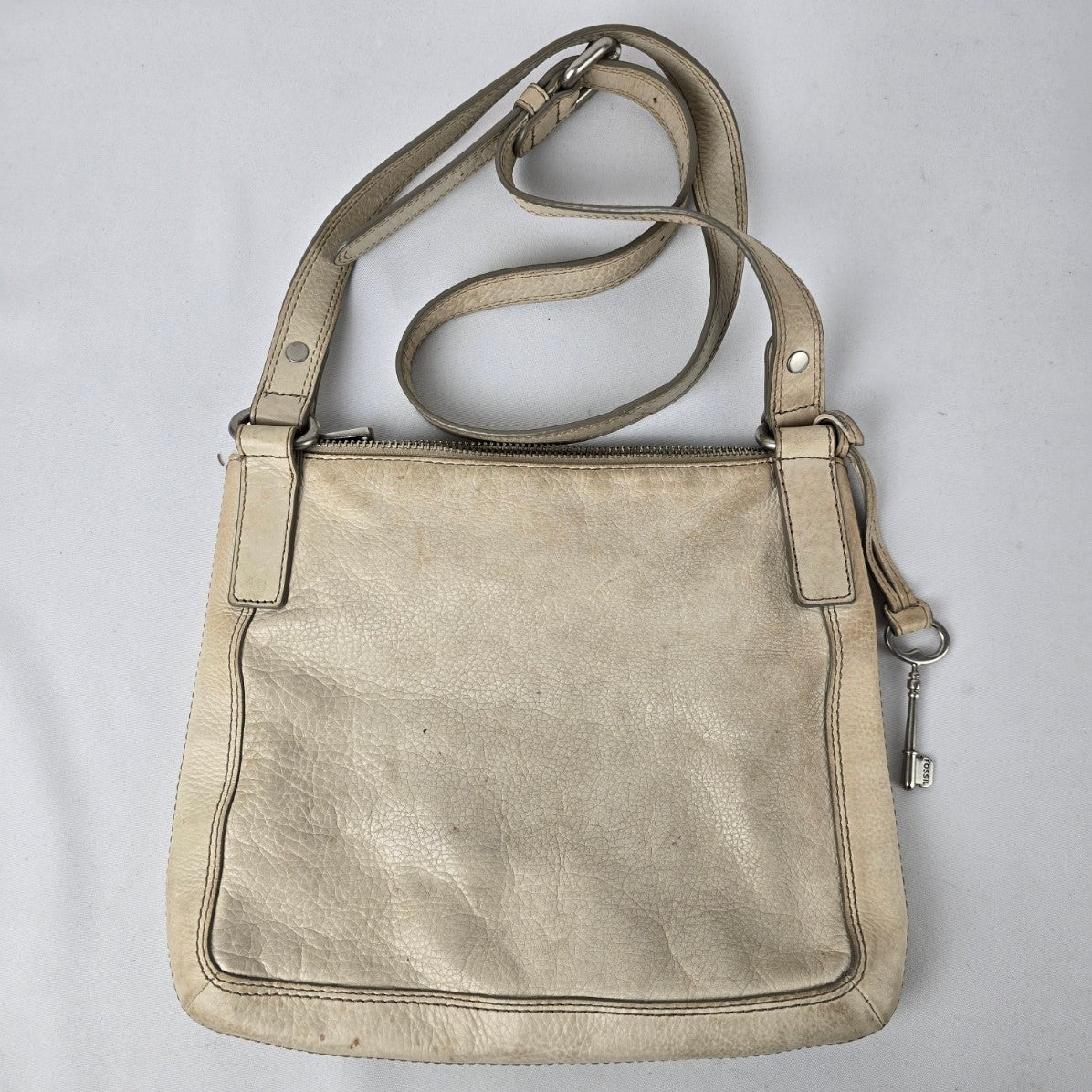 Fossil Cream Leather Crossbody Purse