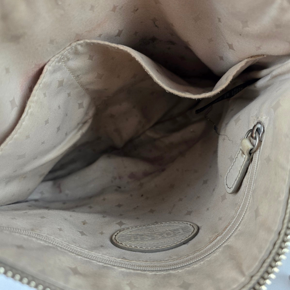 Fossil Cream Leather Crossbody Purse