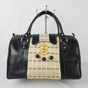 Vintage Black & Cream Satchel Purse