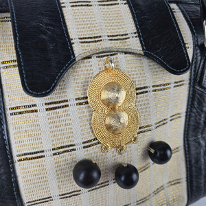 Vintage Black & Cream Satchel Purse