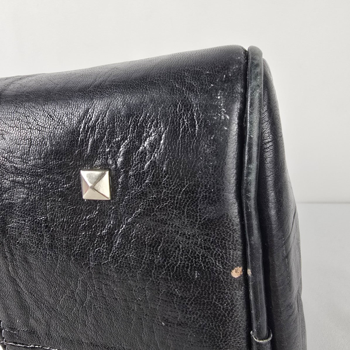 Vintage Black & Cream Satchel Purse
