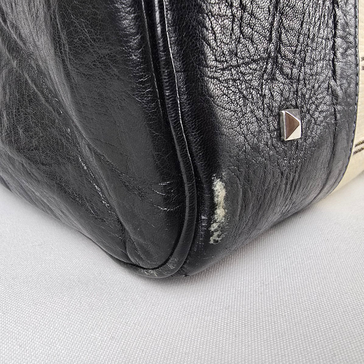 Vintage Black & Cream Satchel Purse