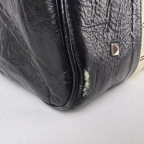Vintage Black & Cream Satchel Purse