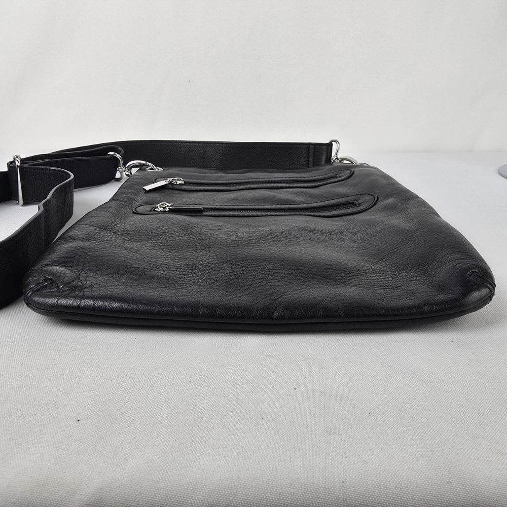 Margot Black Leather Crossbody Purse